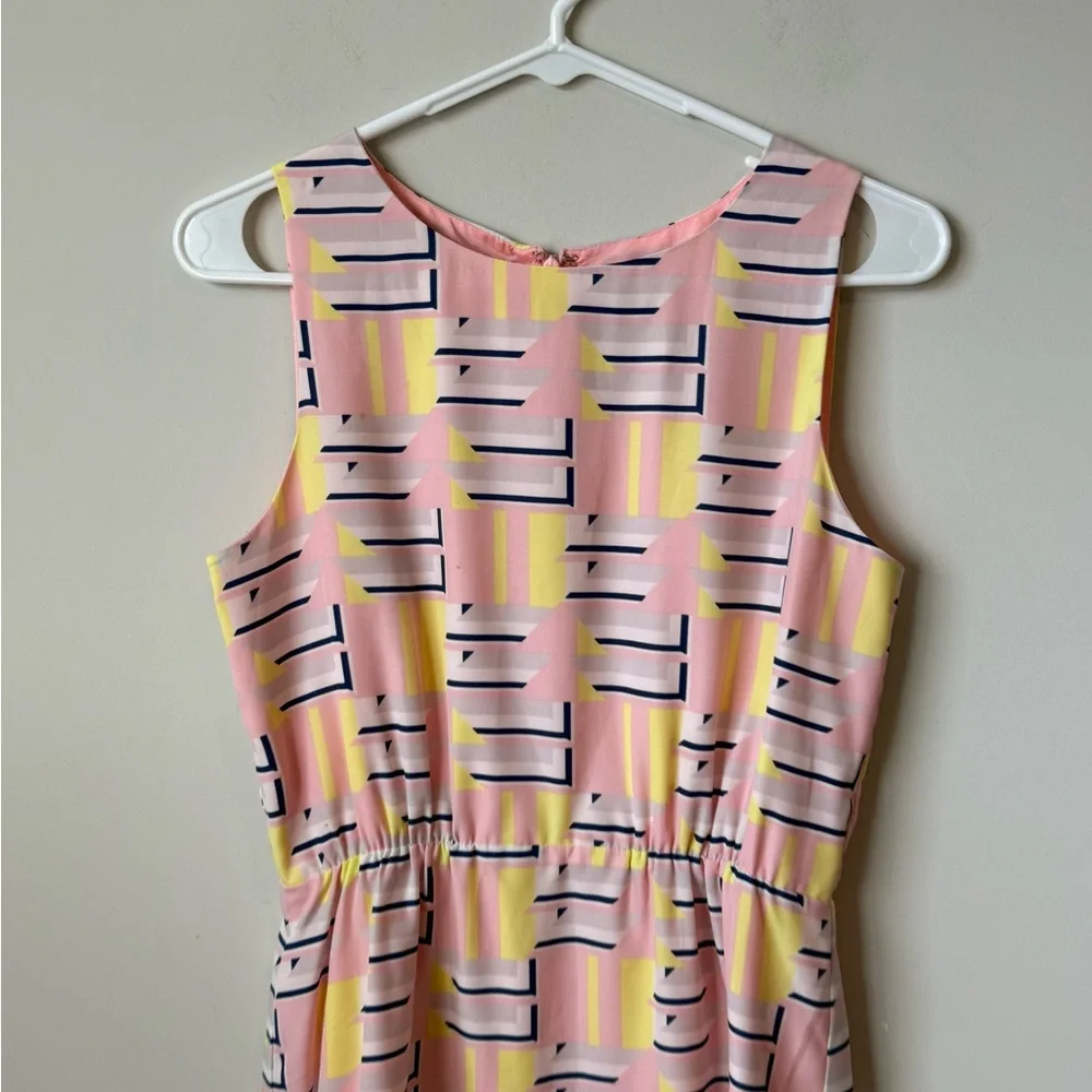 J. Crew Vibrant Pink and Yellow Geometric Mini Dress size 2